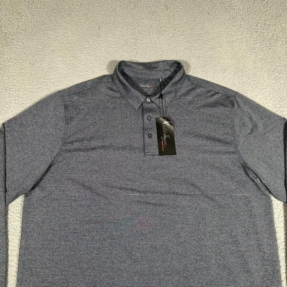 Walter Hagen Shirt Mens XL Navy Striped Golf Polo‎ Performance Stretch Wicking